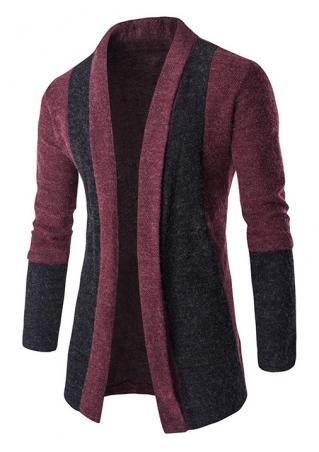 Color Block Splicing Casual Cardigan