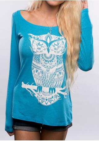 Owl Printed Casual T-Shirt Without Necklace