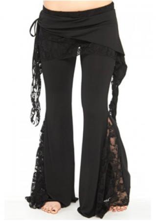Lace Splicing Layered Skinny Flare Pants