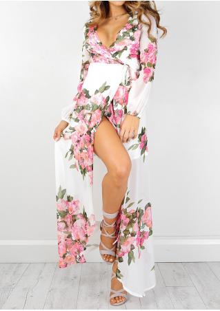 Floral Tie Maxi Dress Without Necklace