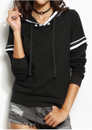 Striped Detail Splicing Hoodie Without Necklace