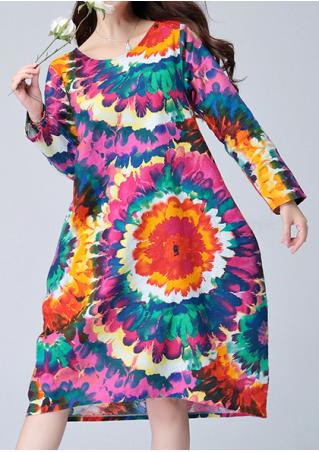 Multicolor Floral Casual Dress Without Necklace