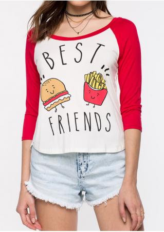 Hamburger Chips Printed T-Shirt Without Necklace