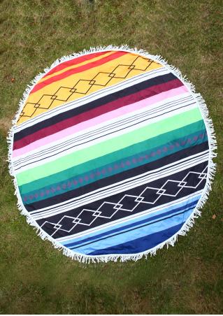 Multicolor Printed Round Picnic Blanket