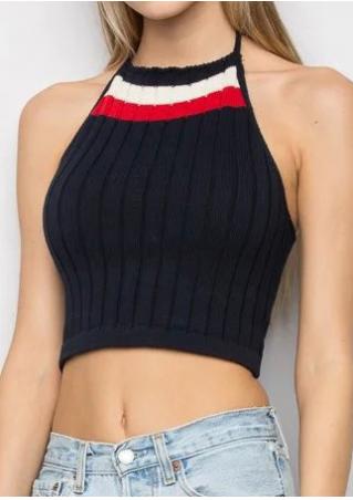 Color Block Knitted Halter Camisole