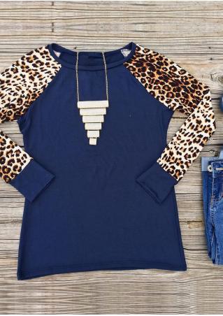 Leopard Splicing T-Shirt Without Necklace