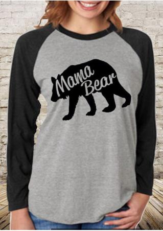 Mama Bear Letter Printed O-Neck T-Shirt