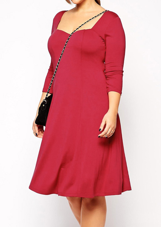 Solid Plus Size Casual Dress Fairyseason