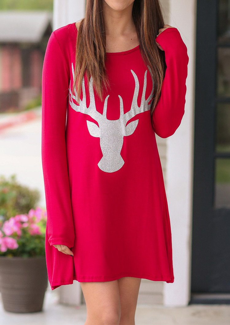 christmas sparkle reindeer printed casual dress fairyseason christmas sparkle reindeer printed casual dress fairyseason