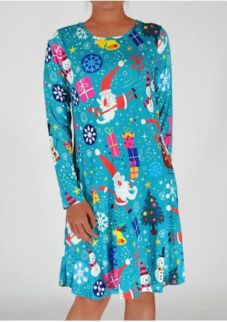 Christmas Cartoon Printed Casual Dress