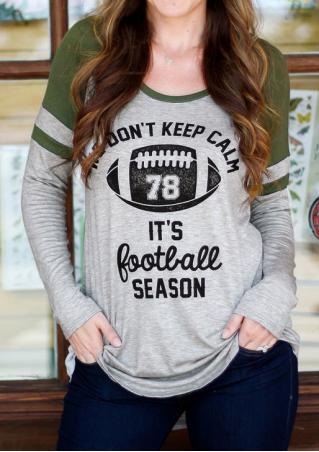 Football Letter Printed Splicing Blouse Without Necklace