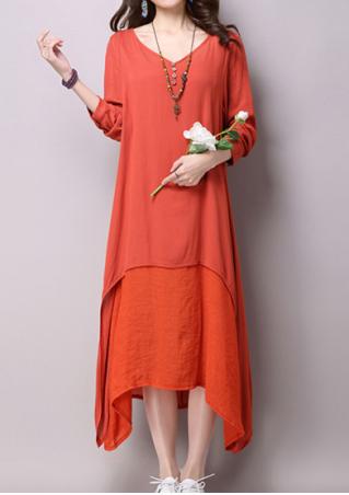 Splicing Layered Casual Dress Without Necklace