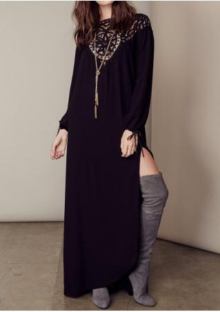 Hollow Out Side Slit Maxi Dress Without Necklace