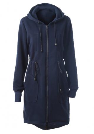 Solid Hooded Coat