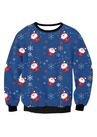Christmas Santa Printed Casual Sweatshirt