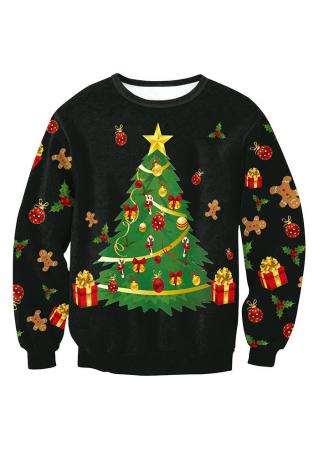 Christmas Tree Printed Casual Sweatshirt