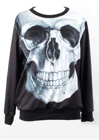 Halloween Skull Printed Casual Sweatshirt