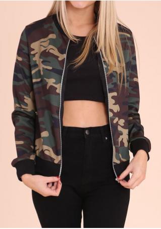 Camouflage Printed Zipper Casual Jacket