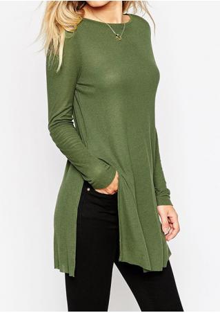 Solid Side Slit Blouse Without Necklace