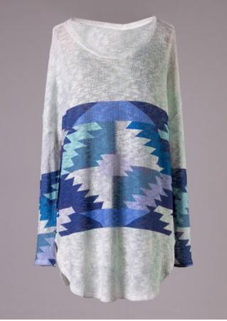 Geometric Printed Long Sleeve Sweater