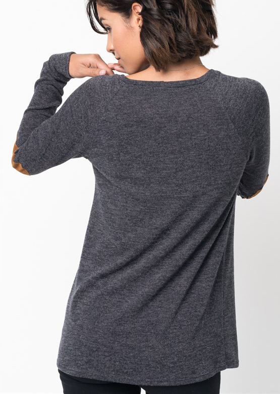 Button Elbow Patch TShirt Fairyseason