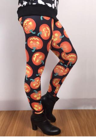 Pumpkin Printed Stretchy Leggings