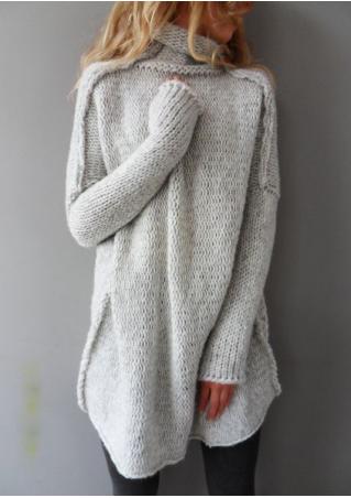 Solid Long Sleeve Casual Sweater