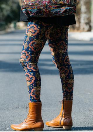 Multicolor Printed Slim Stretchy Leggings