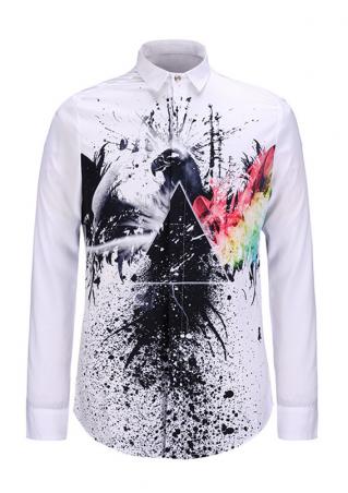 Printed Front Button Long Sleeve Shirt