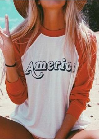 AMERICA Printed Splicing T-Shirt