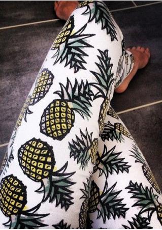 Pineapple Printed Stretchy Skinny Leggings