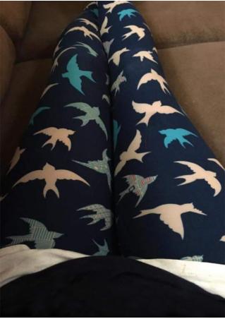 Bird Printed Slim Stretchy Leggings