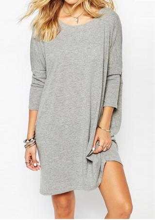 Solid Backless Long Sleeve Dress Without Necklace