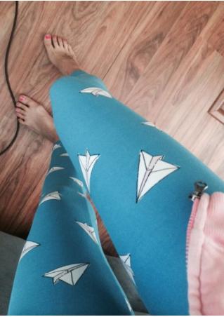 Paper Plane Printed Stretchy Leggings