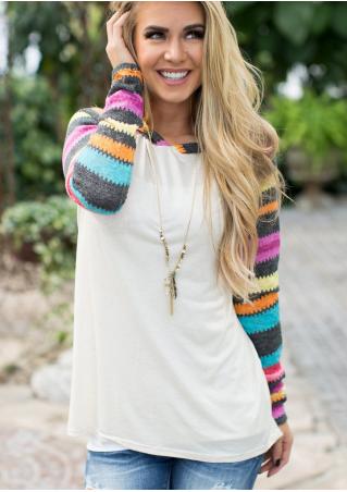 Striped Sleeve Splicing Hoodie Without Necklace