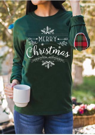 Christmas Letter Printed Elbow Patch Sweatshirt