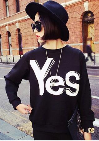 Yes No Printed Sweatshirt Without Necklace