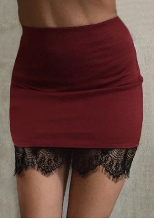 Lace Splicing Stretchy Sexy Skirt