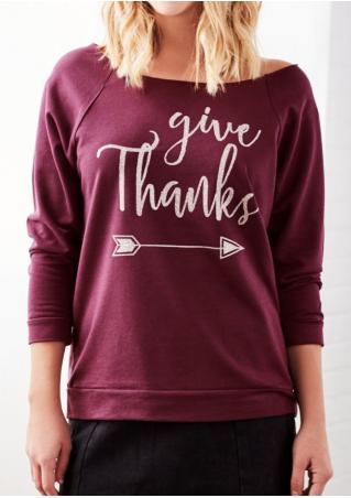 Give Thanks Arrow Printed Sweatshirt