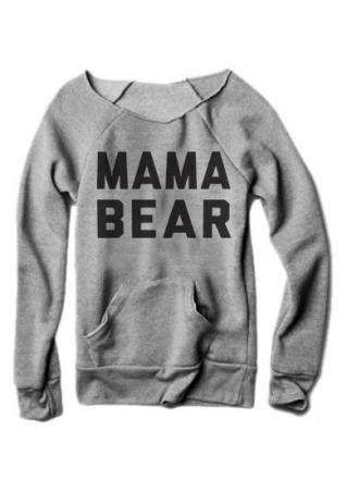 MAMA BEAR Printed Kangaroo Pocket Sweatshirt