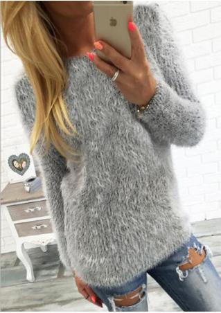 Solid O-Neck Long Sleeve Thin Sweater