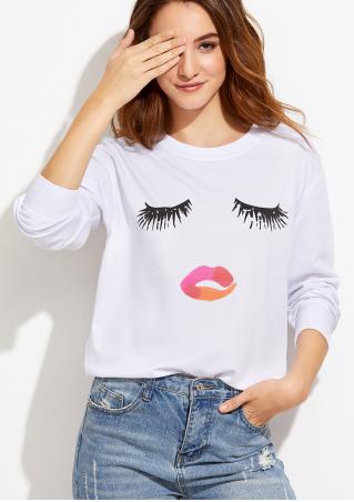 Eyelash Lips Printed Long Sleeve Sweatshirt