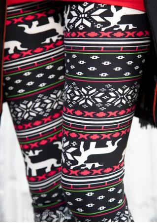 Christmas Reindeer Printed Stretchy Leggings