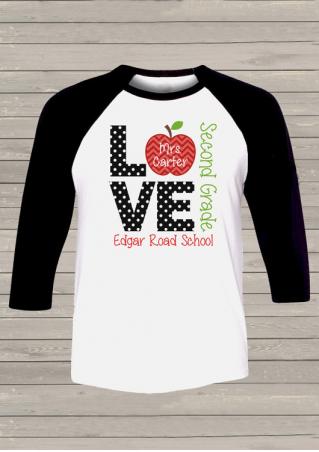 Love Apple Letter Printed Splicing T-Shirt