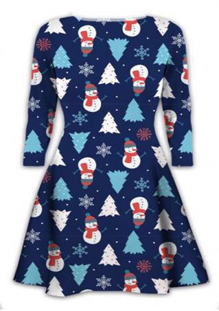Christmas Snowman Tree Printed Mini Dress