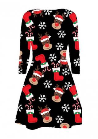 Christmas Reindeer Boots Printed Mini Dress