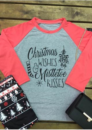 Christmas Wishes Printed Splicing T-Shirt