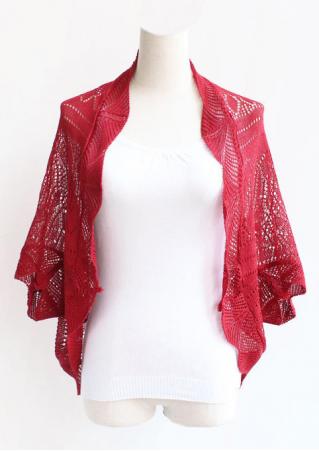 Solid Batwing Sleeve Knitted Cardigan