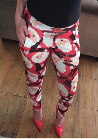 Christmas Santa Claus Printed Stretchy Leggings