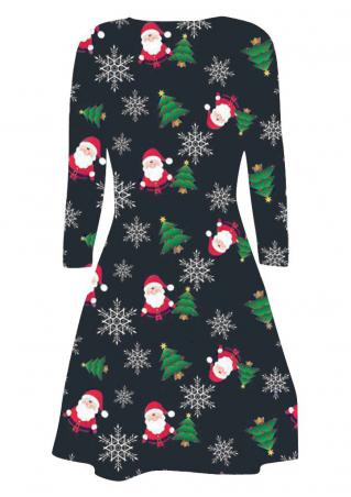 Christmas Santa Claus Snowflake Printed Casual Dress